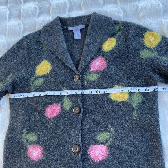 🔥Caroll Reed Wool Floral Embroidered Artsy Sweater Cardigan Cottage Grandmacore - Picture 12 of 15